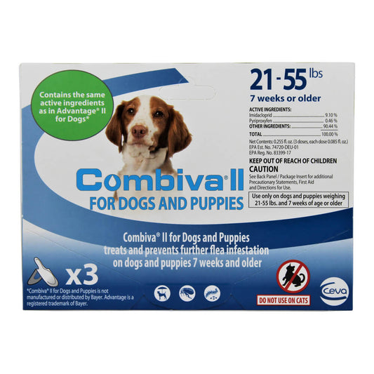 Combiva II for Dogs & Puppies  21-55 lbs  3 ct