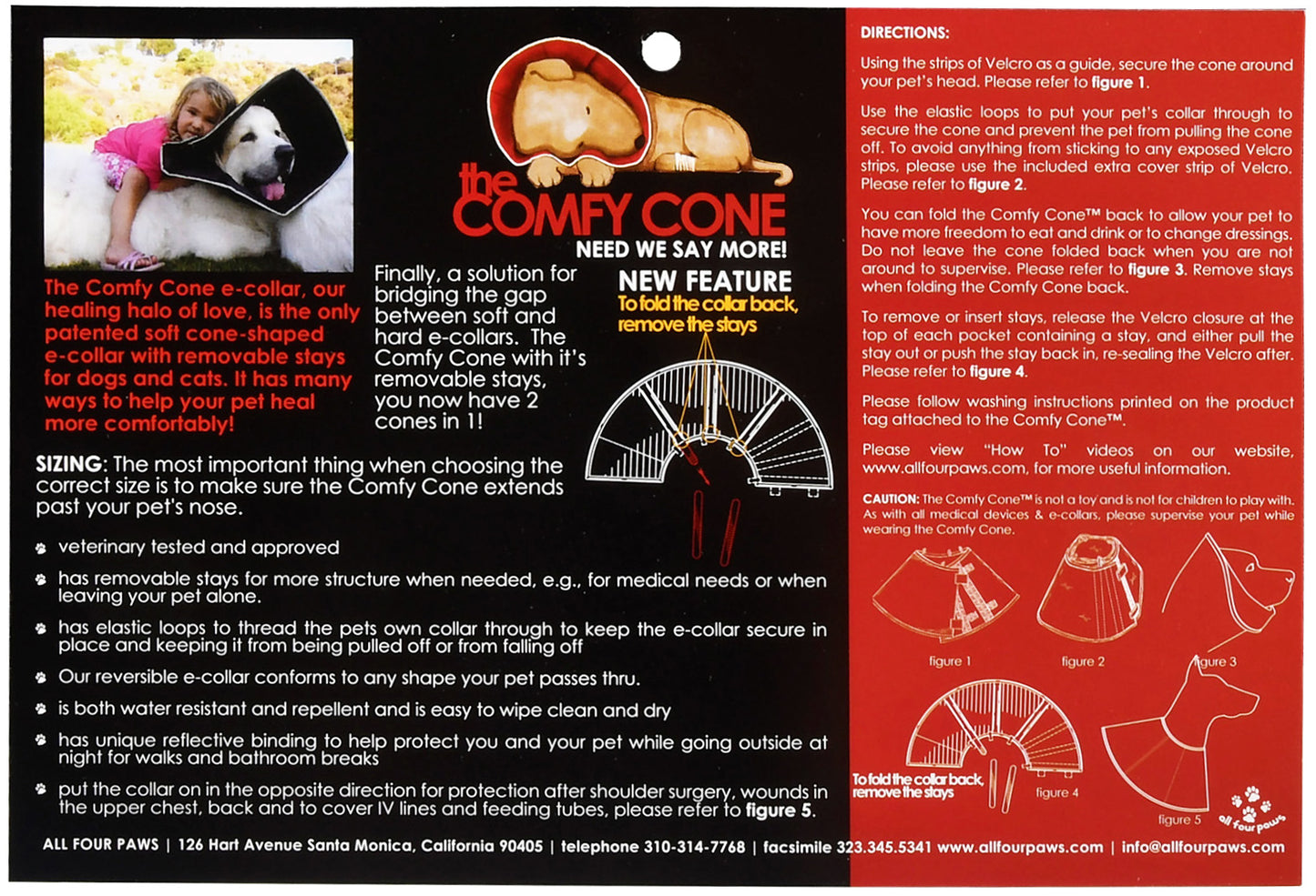 The Original Comfy Cone by All Four Paws, Soft Recovery Collar with Removable Stays, Medium, Black