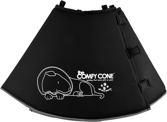 The Original Comfy Cone by All Four Paws, Soft Pet Recovery Collar with Removable Stays, Extra Large, Black