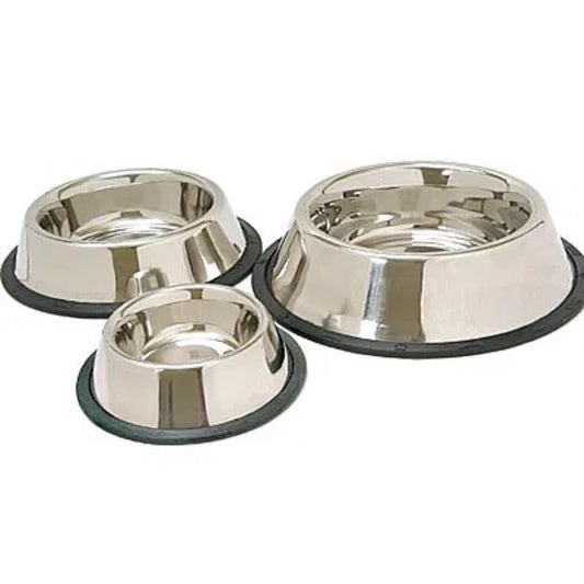 Jeffers No - Skid / No - Tip Stainless Steel Pet Bowls - Extra - Wide Rubber Base for Dogs & Cats | Durable, Non- Toxic, Rust Resistant & Dishwasher Safe