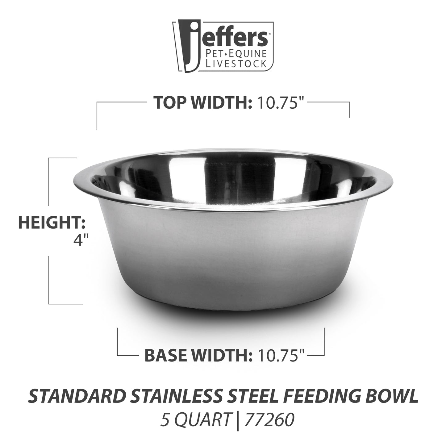 Jeffers Standard Stainless Steel Feeding Bowl - Durable, Non-Toxic, Rust Resistant | Pet Food & Water Dish for Dogs, Cats, Puppies & Kittens | Dishwasher Safe