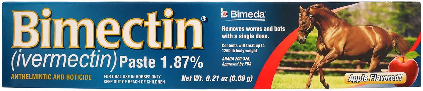 Bimectin 1.87% Ivermectin Paste Horse Wormer | Apple Flavored | Single