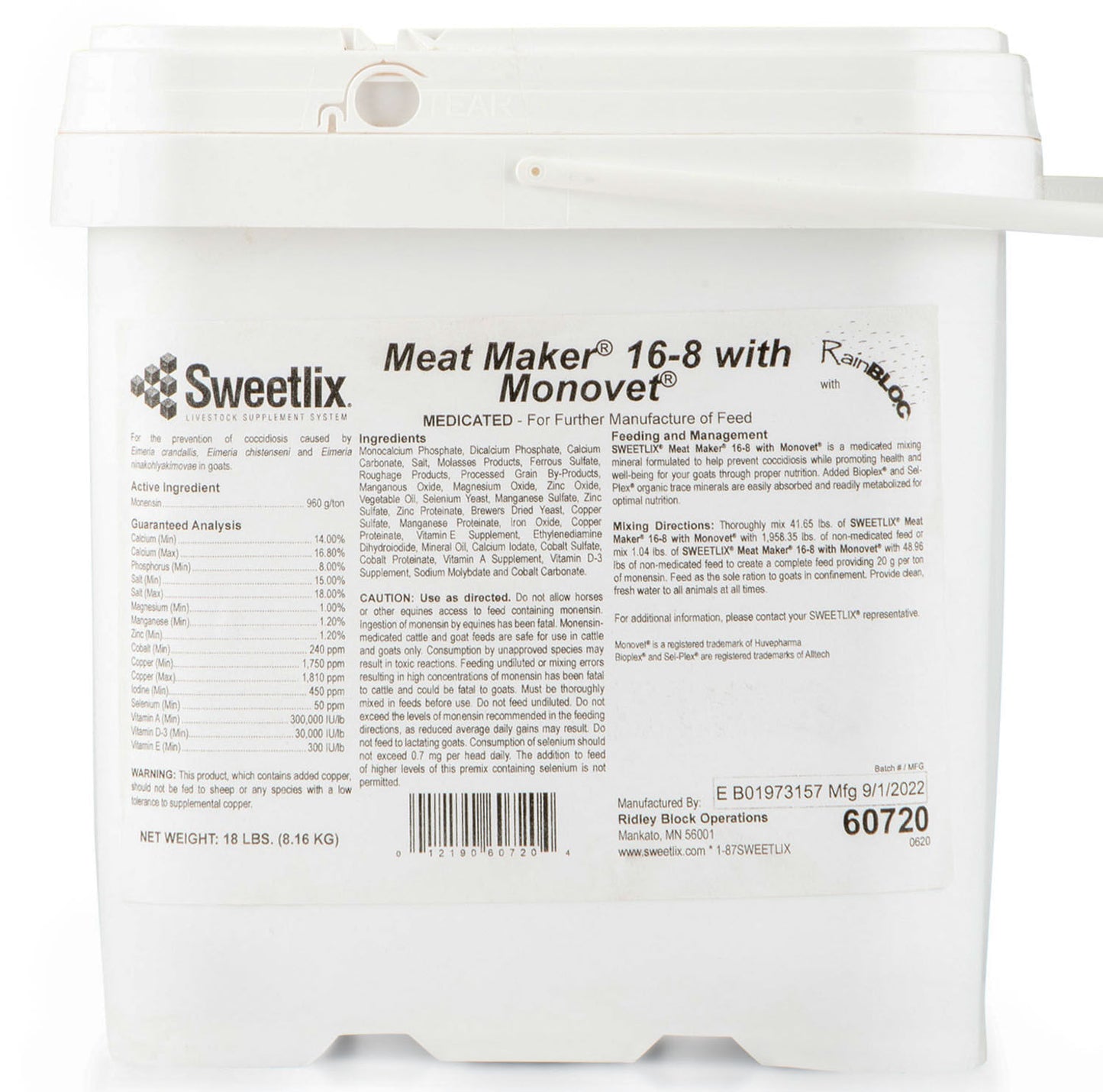 SWEETLIX Meat Maker Goat 16-8 with Monovet & RainBloc, 18 lb