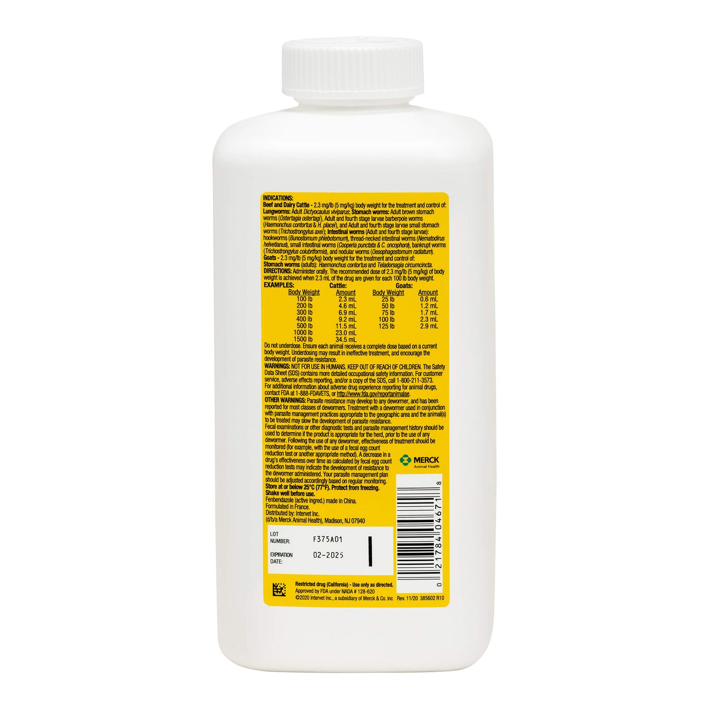 Safe-Guard Dewormer Suspension for Beef, Dairy Cattle and Goats, 1000ml