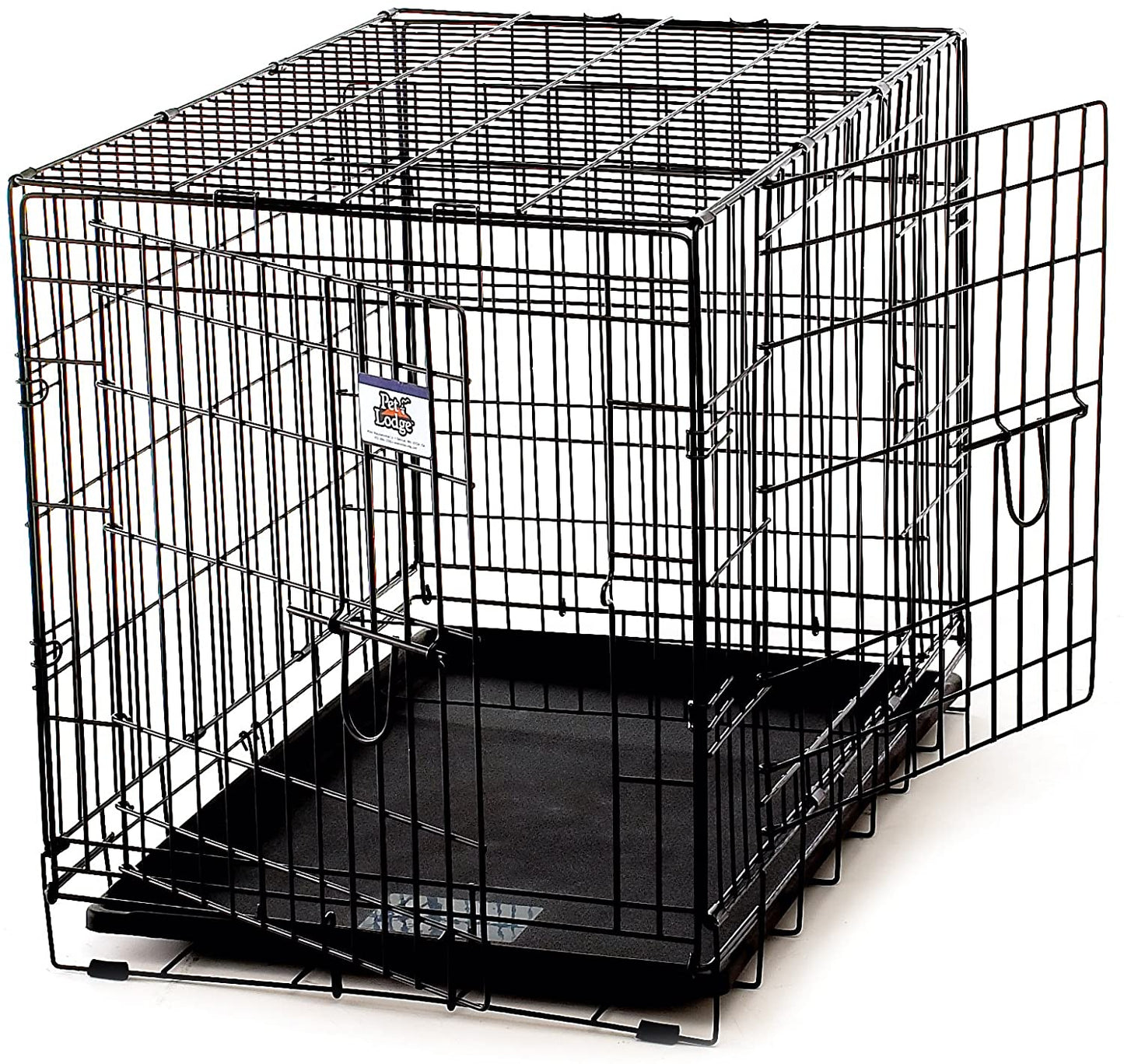 Medium Double Door Wire Dog Crate, Blk