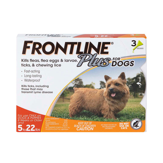 Frontline Plus Flea and Tick Treatment for Dogs (Small Dog, 5-22 Pounds, 3 Doses)