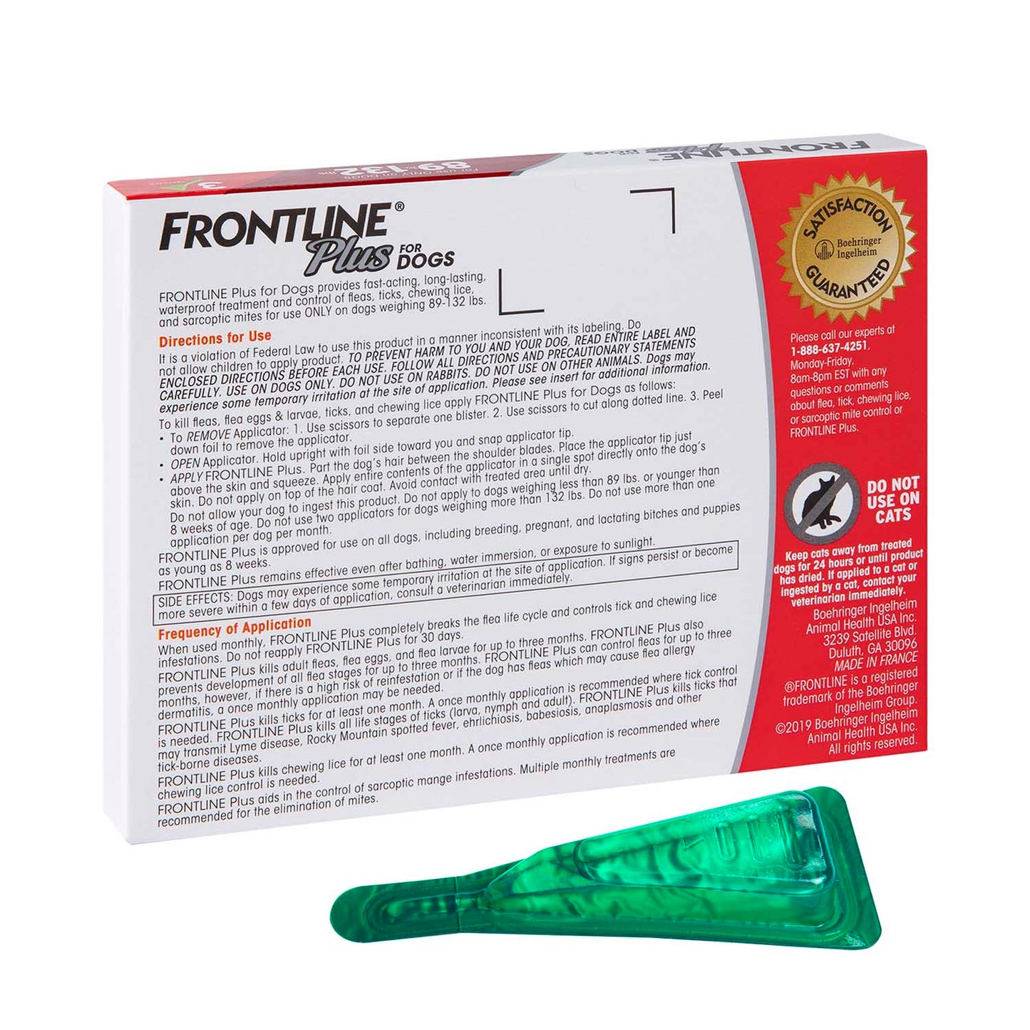 FRONTLINE Plus Flea and Tick Treatment for Dogs (Extra Large Dog, 89-132 Pounds, 3 Doses)