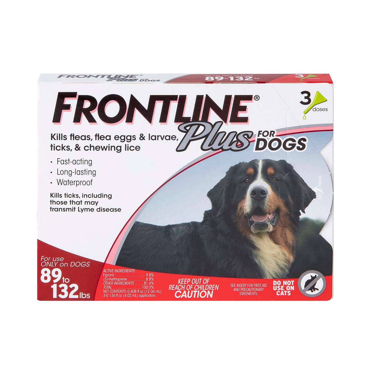 FRONTLINE Plus Flea and Tick Treatment for Dogs (Extra Large Dog, 89-132 Pounds, 3 Doses)