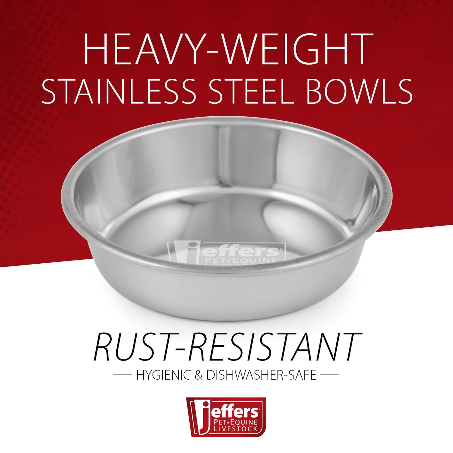 Jeffers Heavy Weight Stainless Steel Pet Bowl - Durable, Dishwasher - Safe & Non - Tippable | Elevated Feeding Bowl - Good for Dogs, Cats, & Small Animals