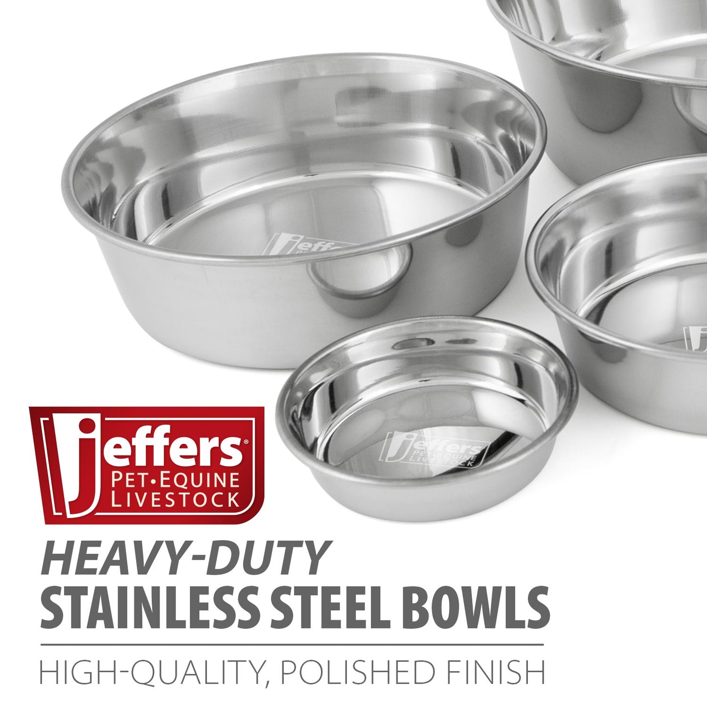 Jeffers Heavy Weight Stainless Steel Pet Bowl - Durable, Dishwasher - Safe & Non - Tippable | Elevated Feeding Bowl - Good for Dogs, Cats, & Small Animals