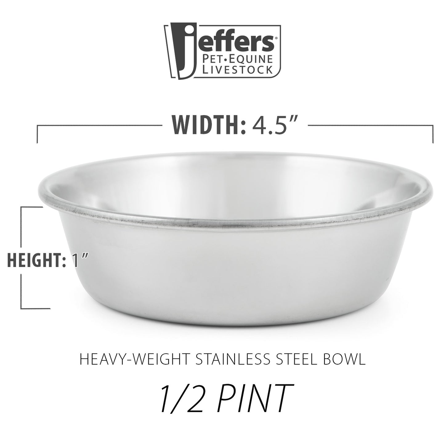 Jeffers Heavy Weight Stainless Steel Pet Bowl - Durable, Dishwasher - Safe & Non - Tippable | Elevated Feeding Bowl - Good for Dogs, Cats, & Small Animals