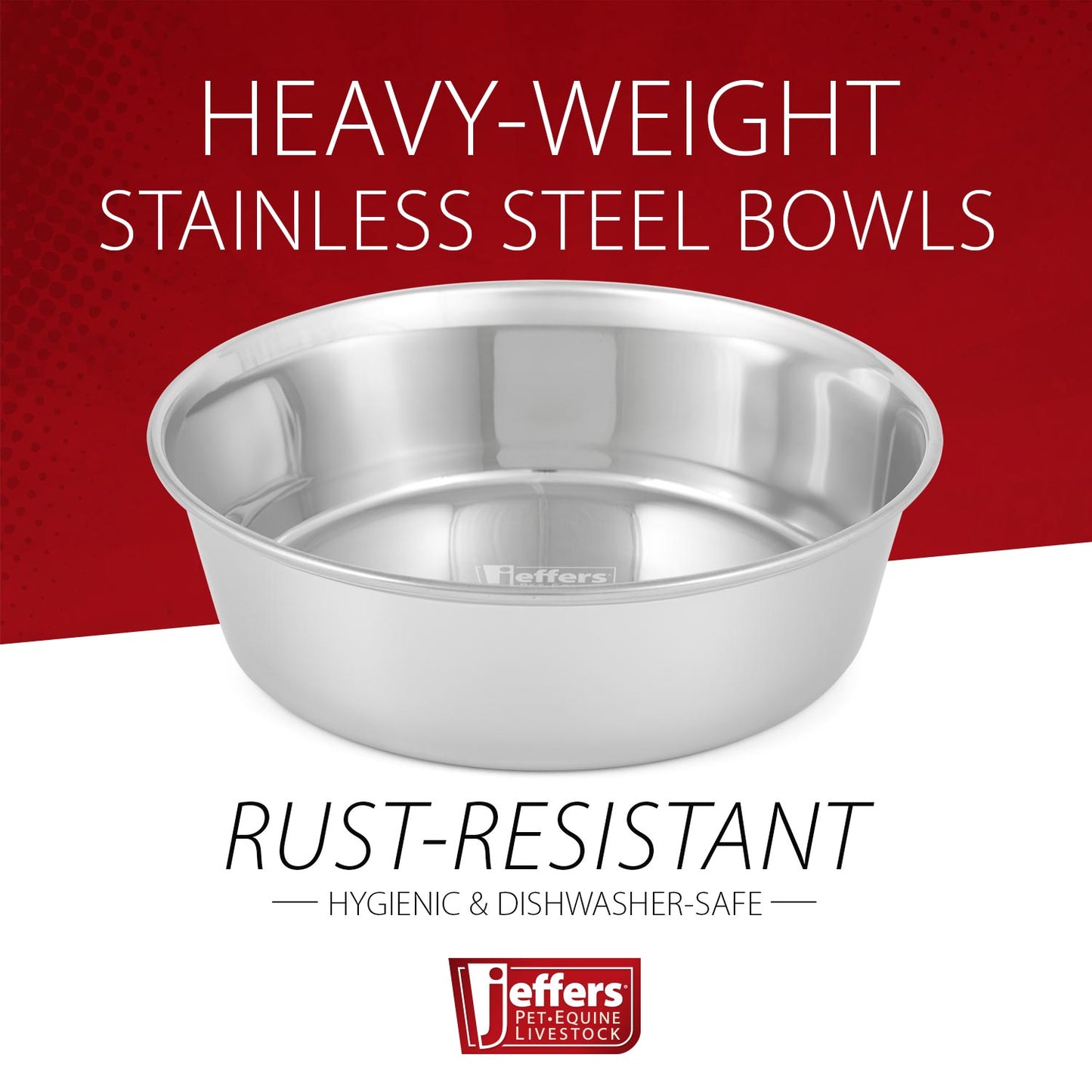 Jeffers Heavy Weight Stainless Steel Pet Bowl - Durable, Dishwasher - Safe & Non - Tippable | Elevated Feeding Bowl - Good for Dogs, Cats, & Small Animals