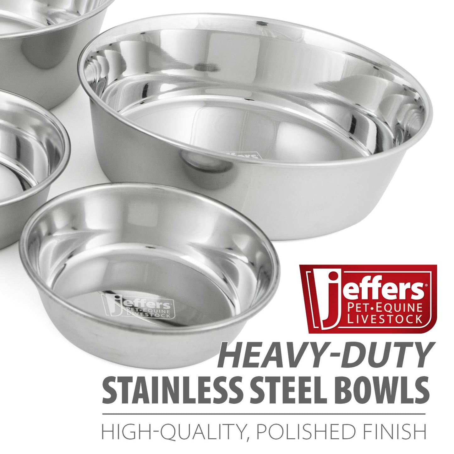 Jeffers Heavy Weight Stainless Steel Pet Bowl - Durable, Dishwasher - Safe & Non - Tippable | Elevated Feeding Bowl - Good for Dogs, Cats, & Small Animals