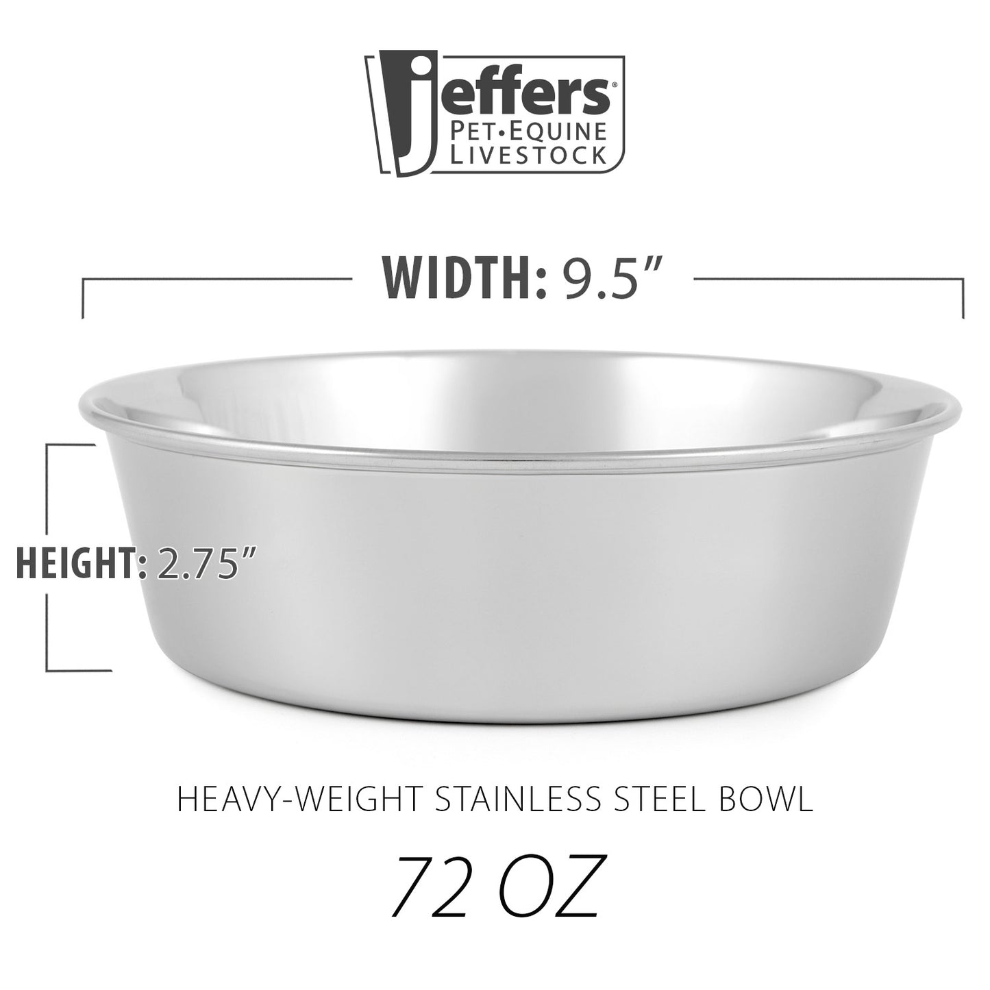 Jeffers Heavy Weight Stainless Steel Pet Bowl - Durable, Dishwasher - Safe & Non - Tippable | Elevated Feeding Bowl - Good for Dogs, Cats, & Small Animals