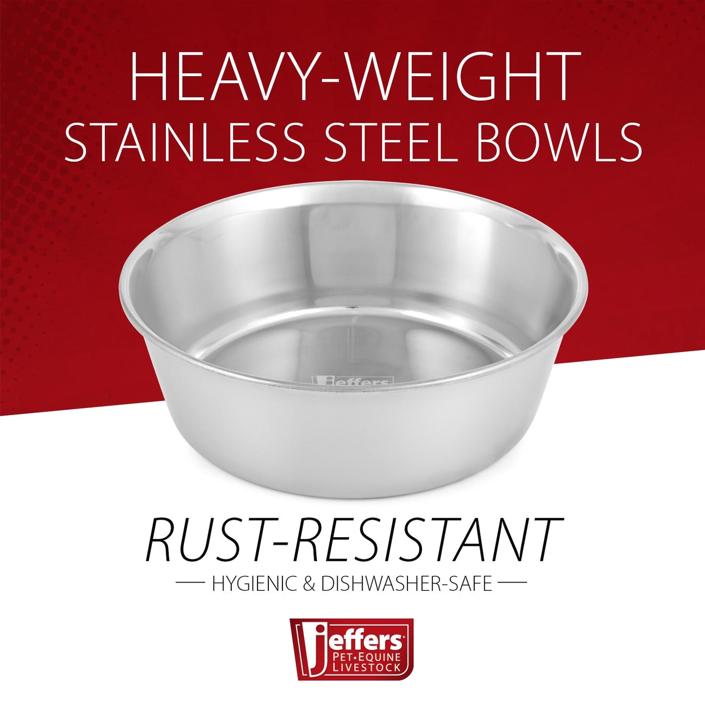 Jeffers Heavy Weight Stainless Steel Pet Bowl - Durable, Dishwasher - Safe & Non - Tippable | Elevated Feeding Bowl - Good for Dogs, Cats, & Small Animals