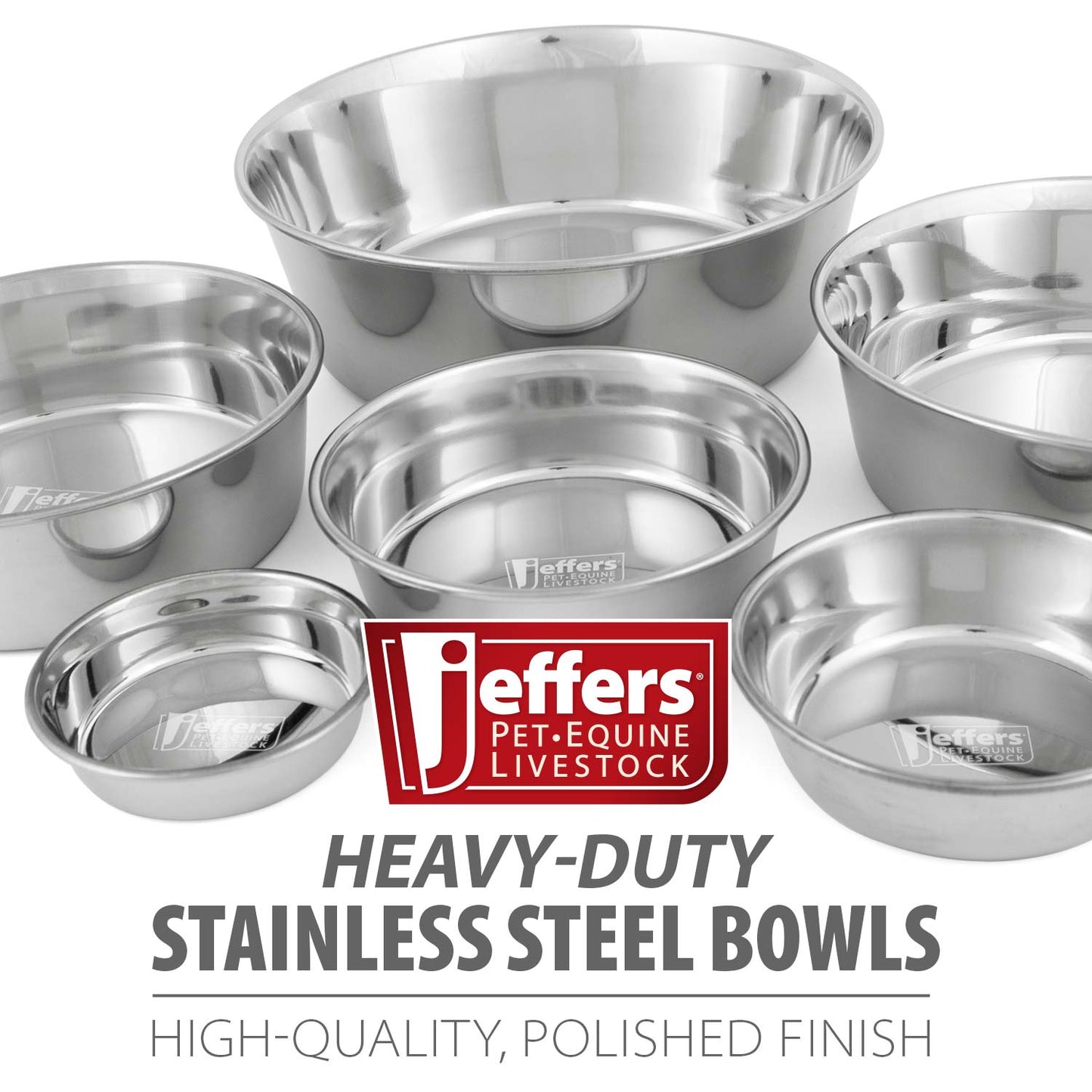 Jeffers Heavy Weight Stainless Steel Pet Bowl - Durable, Dishwasher - Safe & Non - Tippable | Elevated Feeding Bowl - Good for Dogs, Cats, & Small Animals