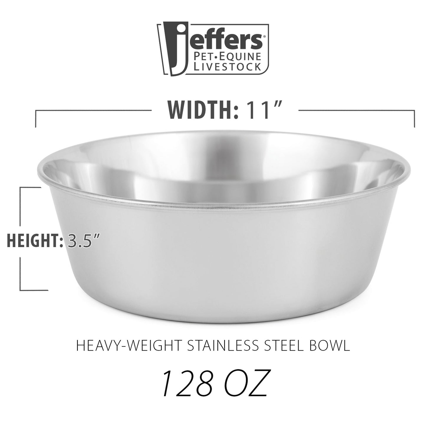 Jeffers Heavy Weight Stainless Steel Pet Bowl - Durable, Dishwasher - Safe & Non - Tippable | Elevated Feeding Bowl - Good for Dogs, Cats, & Small Animals