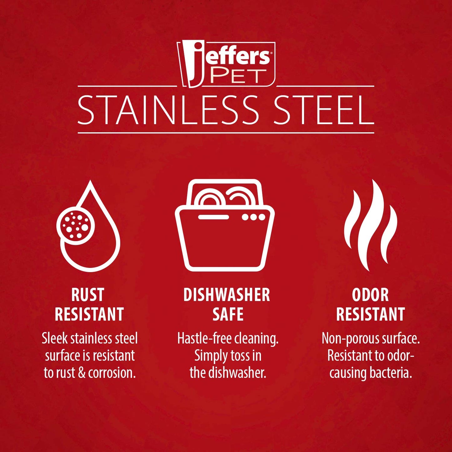 Jeffers No - Skid / No - Tip Stainless Steel Pet Bowls - Extra - Wide Rubber Base for Dogs & Cats | Durable, Non- Toxic, Rust Resistant & Dishwasher Safe