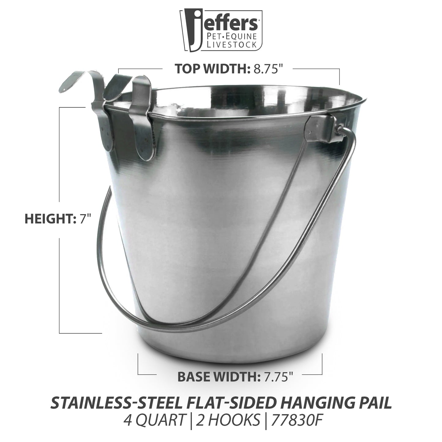 Stainless-Steel Flat-Sided Hanging Pail