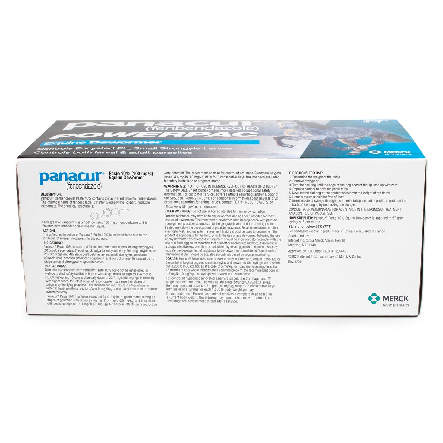 MERCK ANIML HEALTH/DURVET Panacur Powerpac Dewormr Fenbendazole 1 Pack 57 Gram Paste 10%