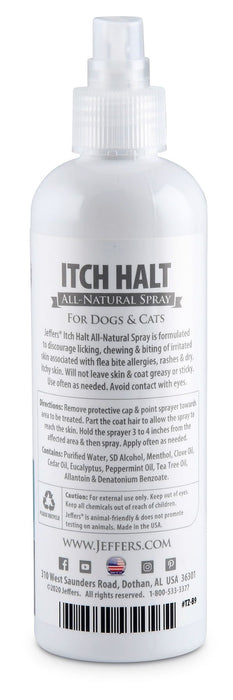 Jeffers Itch Halt Itch Relief Spray for Dogs & Cats | Discourage Licking, Chewing, & Biting of Irritated Skin | 8 oz