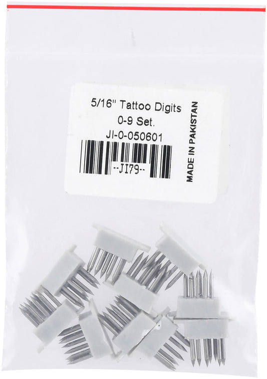 5/16" Tattoo Digits 0-9 Number Set for Jeffers' Small Animal Tattoo Kit