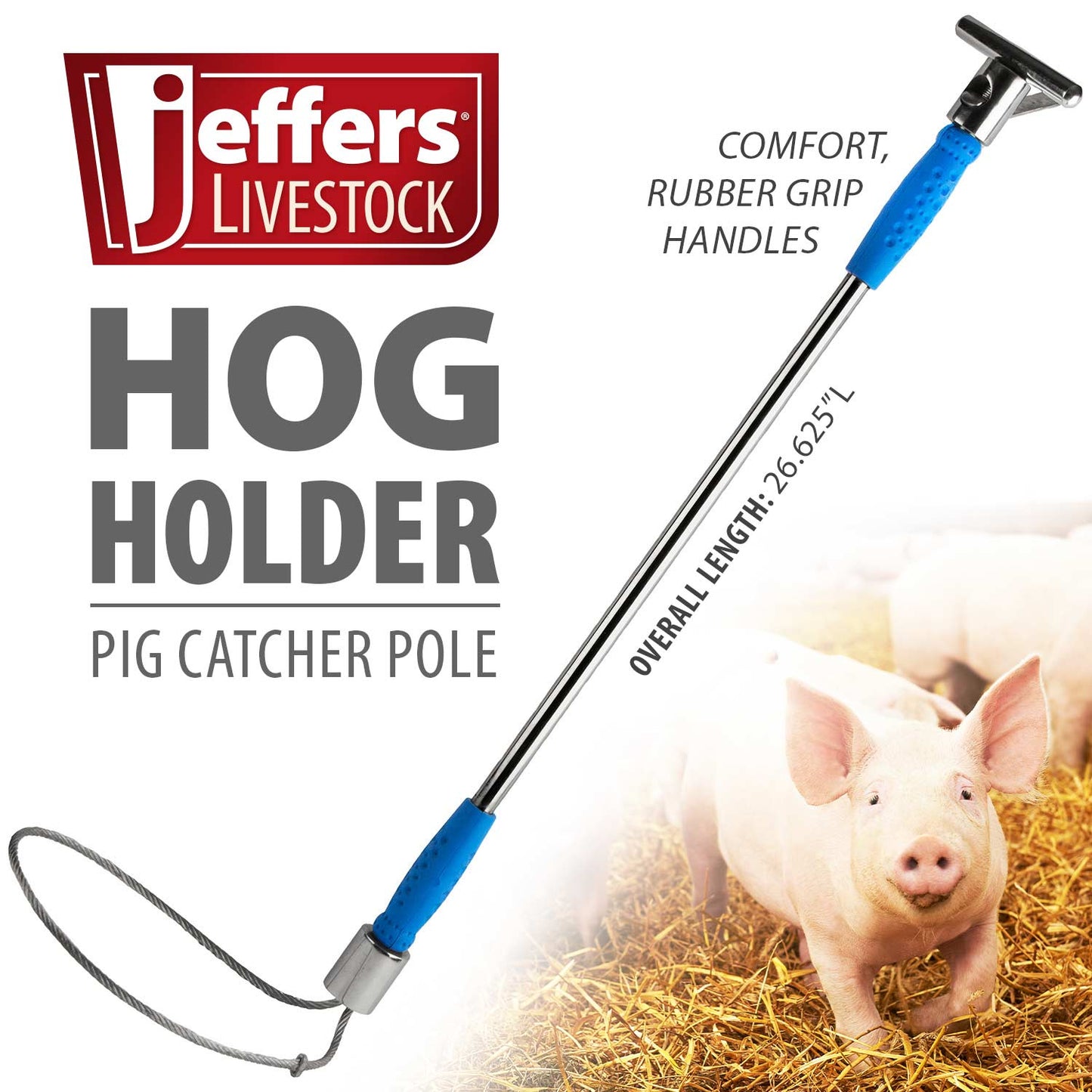 Jeffers Hog Holder | Pig Catcher Pole | Overall length (including snare): 37”L