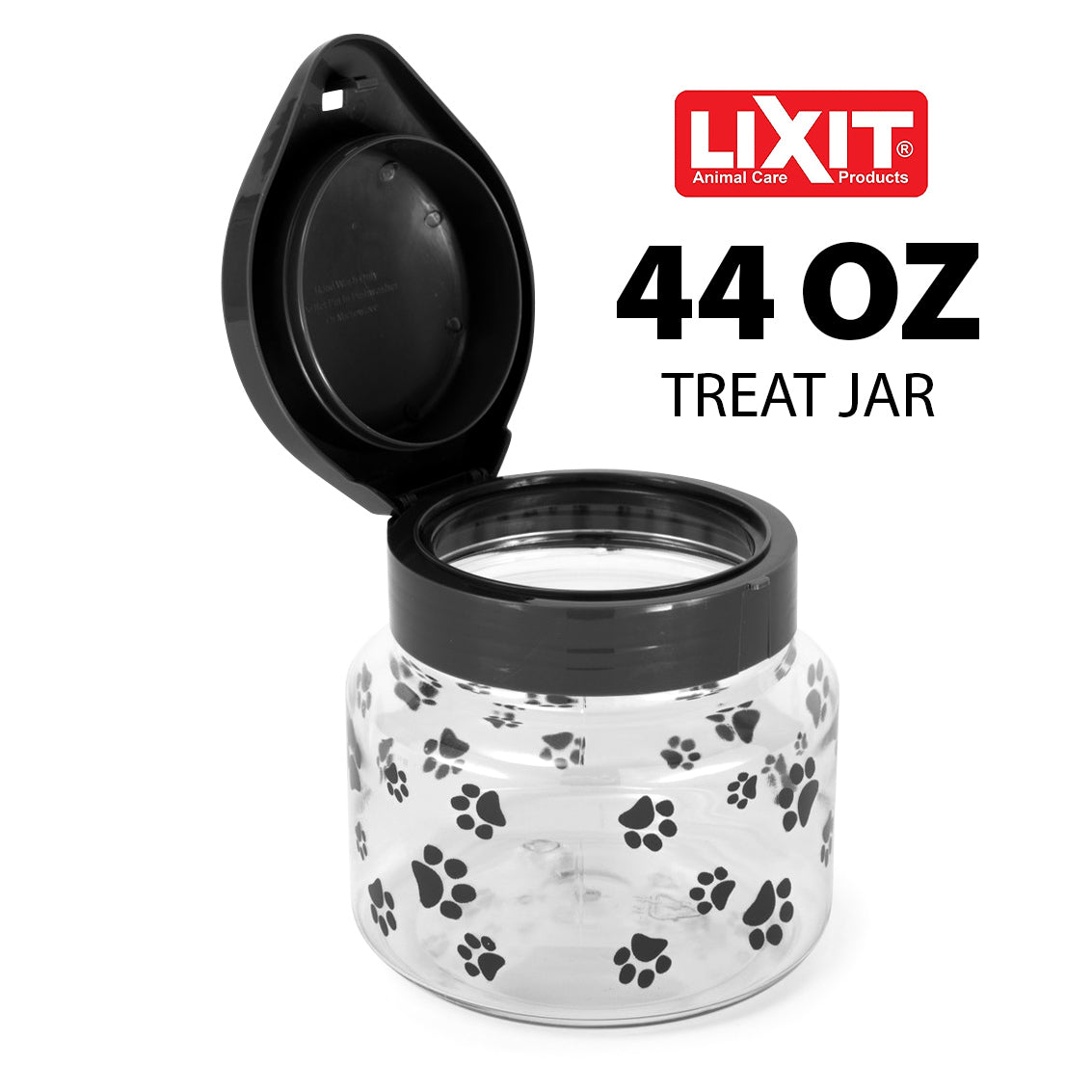 Lixit Food and Treat Storage Jars for Dogs, Cats, Small Animals and Birds. (44oz, Grey)