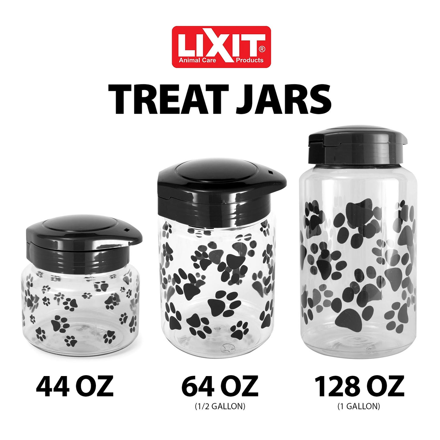 Lixit Food and Treat Storage Jars for Dogs, Cats, Small Animals and Birds. (44oz, Grey)