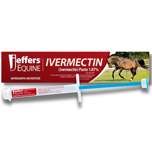 Jeffers Ivermectin Gel Dewormer for Horses - Apple Flavored, 1.87% Broad Spectrum Dewormer Paste with Syringe - Effective Parasite Control for Worms, Pinworms, Bots & More - Safe for All Equine