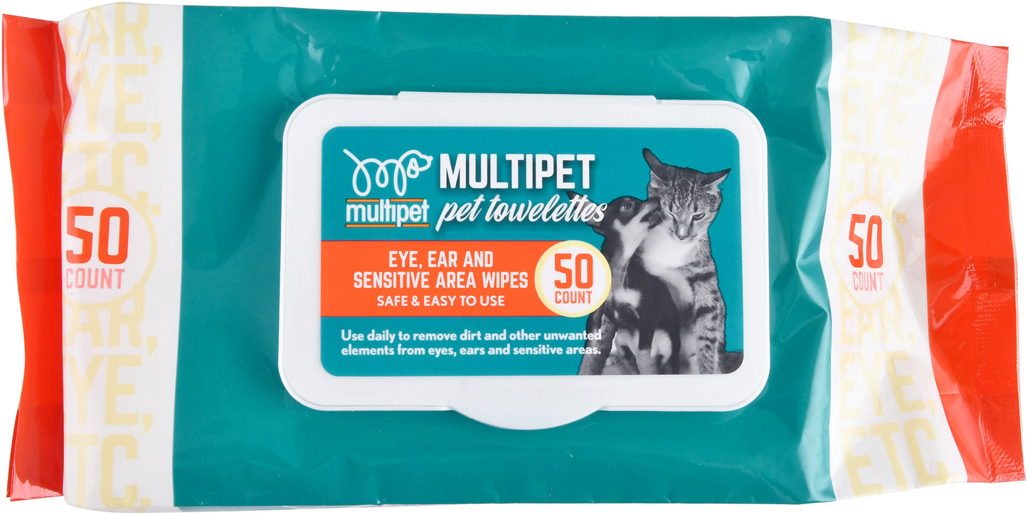 Multipet Sensitive Clean Pet Wipes, Soft Pack, 50 ct