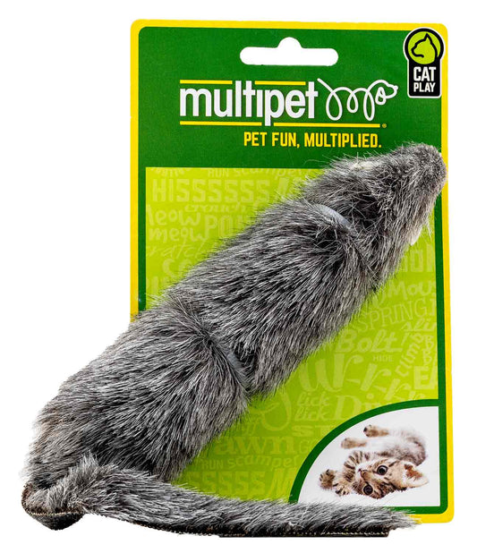 Multipet Long Furry Mouse Assorted Colors 5.5in