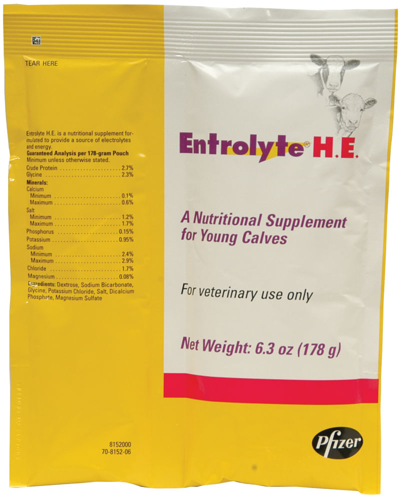 RS ANIMAL HEALTH 8152 Electrolyte H.E. Packets for Young Calves, 178g