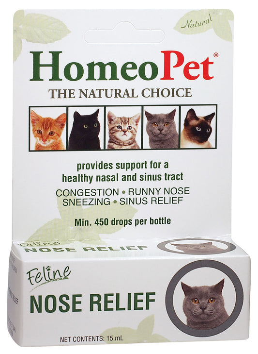 HomeoPet Feline Nose Relief Natural Pet Medicine, Nasal and Sinus-Tract Support for Cats of All Ages, 15 Milliliters