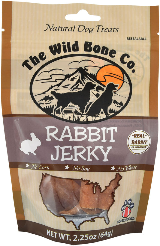 Wild Bone Company Rabbit Jerky Natural Dog Treats, 2.25 Ounces, Made in The USA