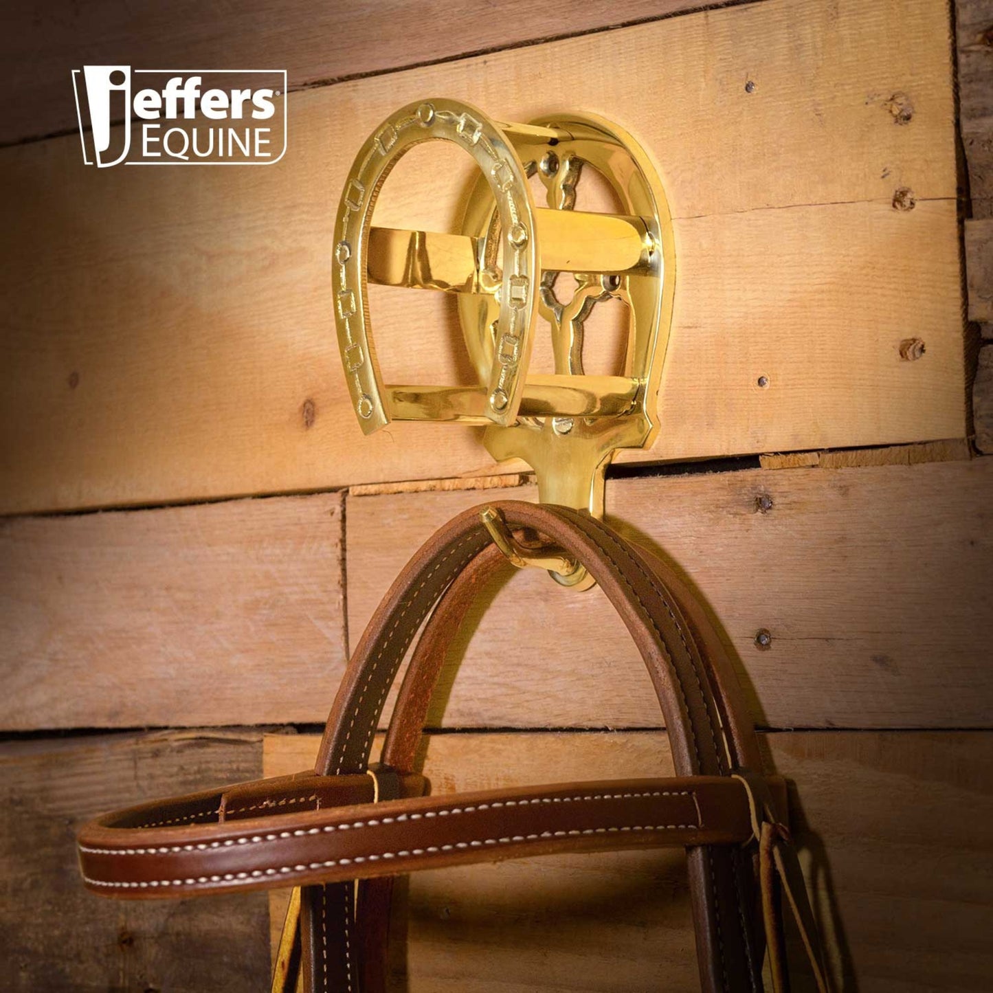 Jeffers Brass Horseshoe Bridle Bracket – Fancy Wall Bridle Holder & Blanket Rack for Tack Room Storage - Barn Accessories, Halter Hanger, & Horse Supplies