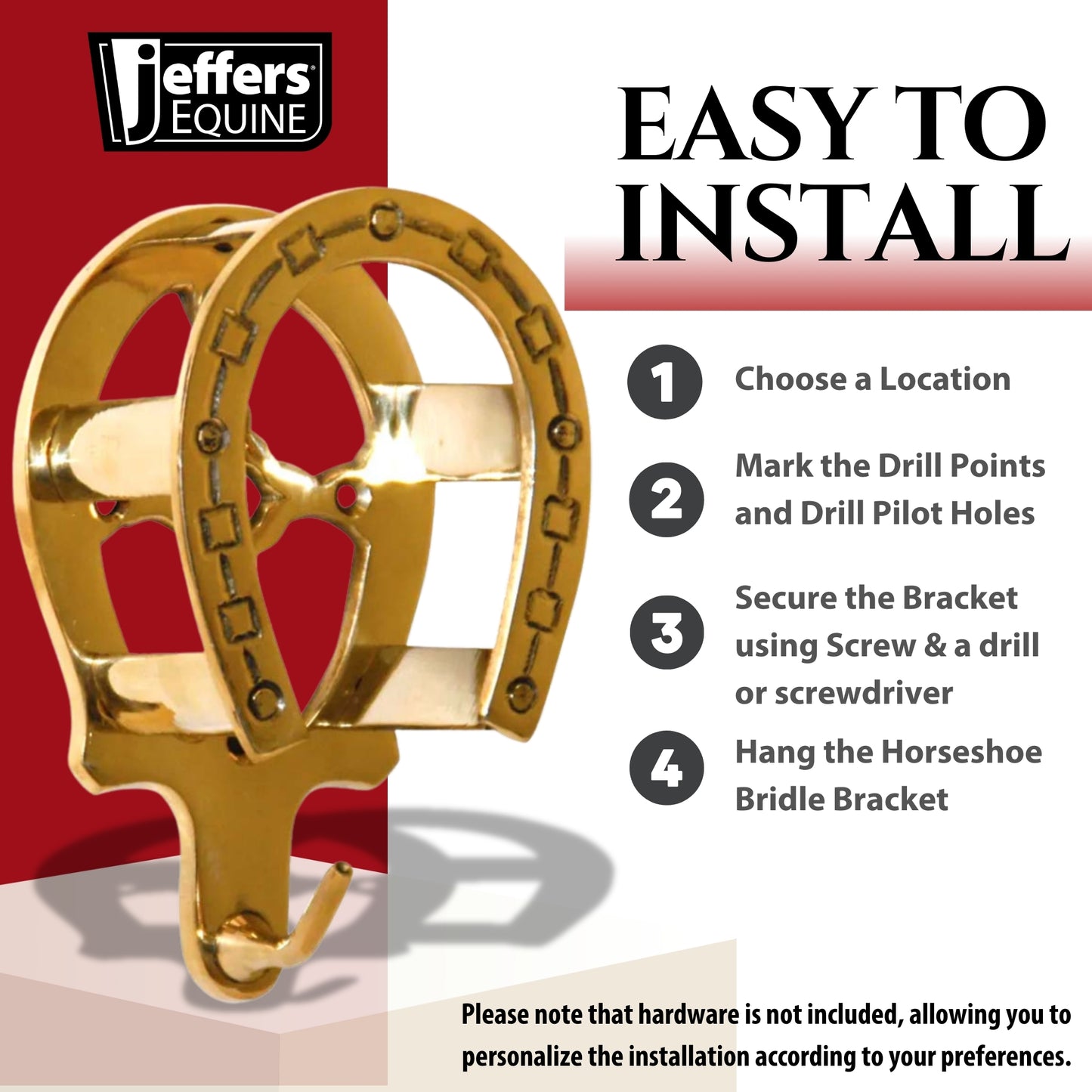 Jeffers Brass Horseshoe Bridle Bracket – Fancy Wall Bridle Holder & Blanket Rack for Tack Room Storage - Barn Accessories, Halter Hanger, & Horse Supplies