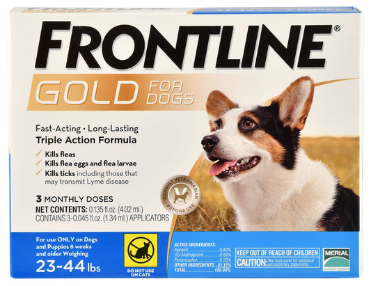 Frontline Gold, 3 pack, Dogs 23-44 lb