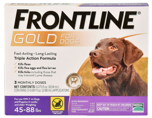 Frontline Gold, 3 pack, Dogs 45-88 lb