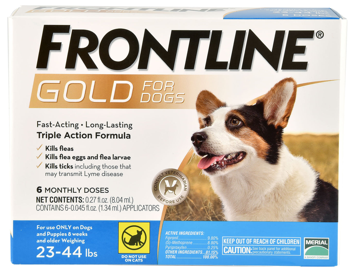 Frontline Gold, 6 pack, Dogs 22-44 lb