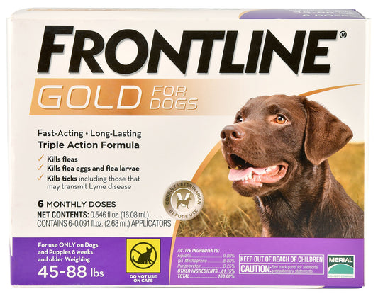 Frontline Gold, 6 pack, Dogs 45-88 lb