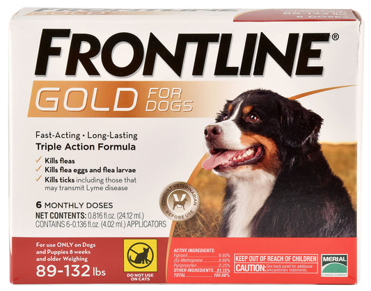 Frontline Gold, 6 pack, Dogs 89-132 lb