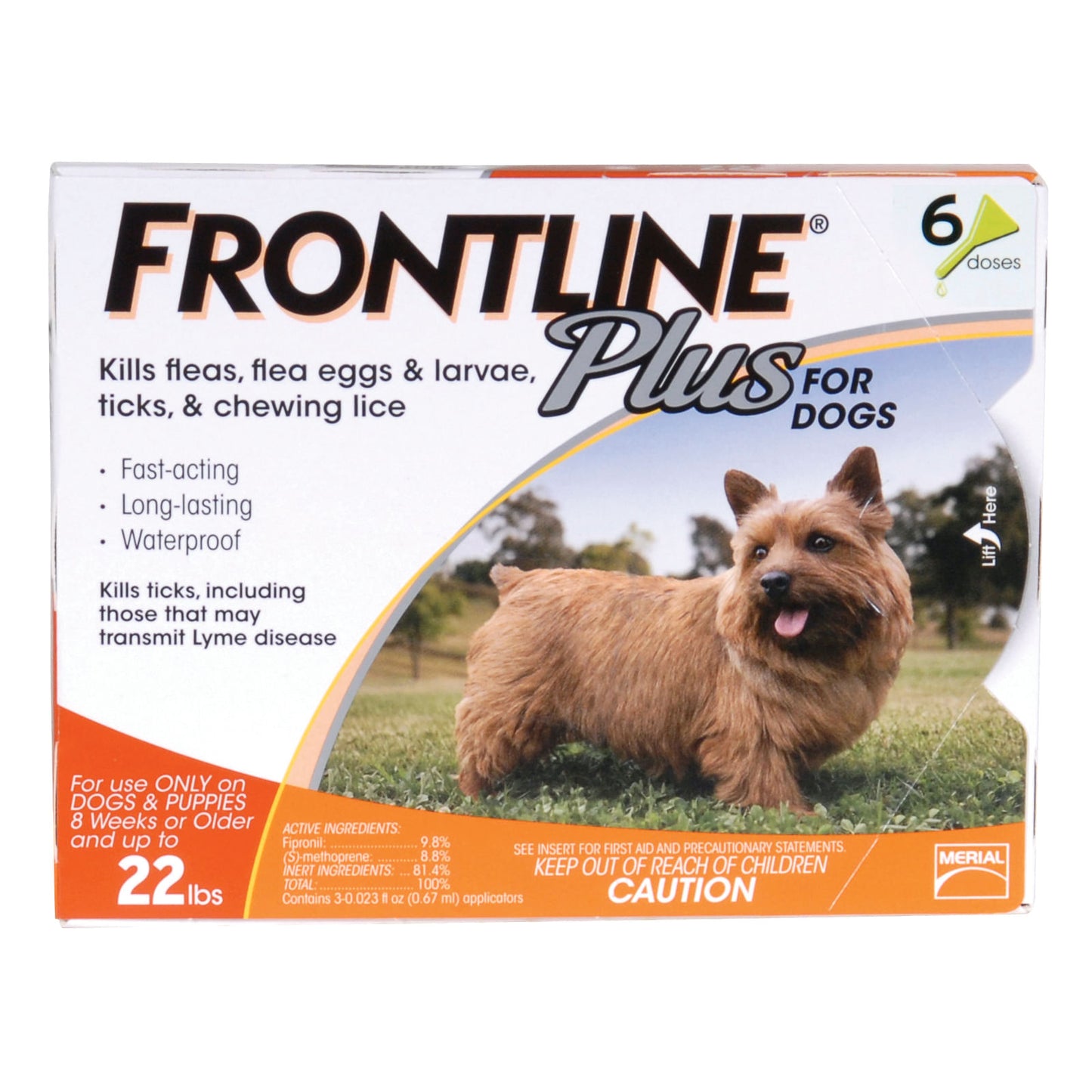 Frontline Plus Flea and Tick Treatment for Dogs (Small Dog, 5-22 Pounds, 6 Doses)