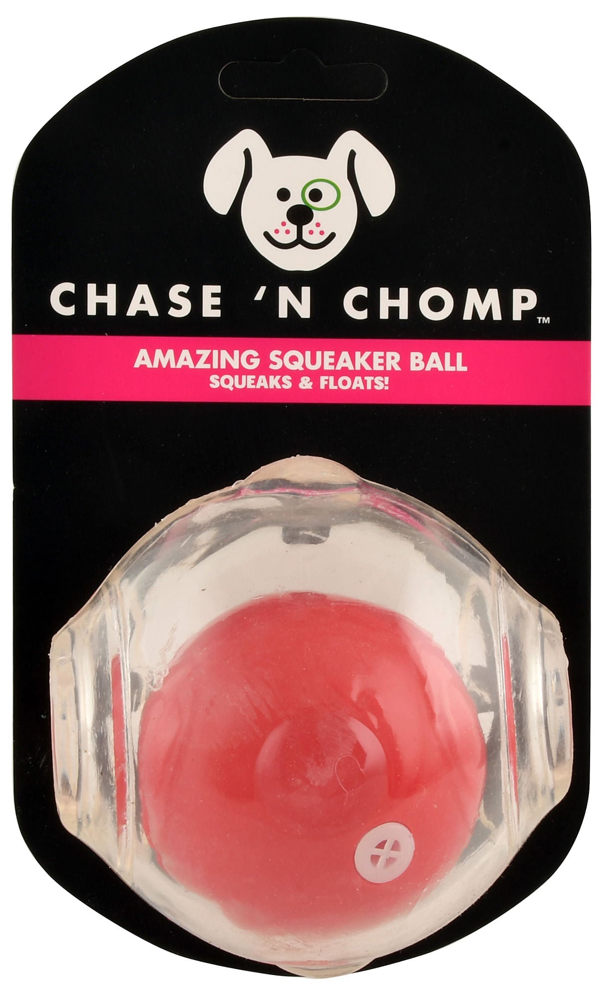 Chase 'n Chomp Amazing Squeaker Ball Toy for Pets, Clear, 3.5 Inch